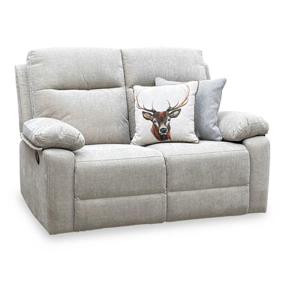 'Fenway' Beige Woven Fabric Manual Recliner 2 Seater Sofa