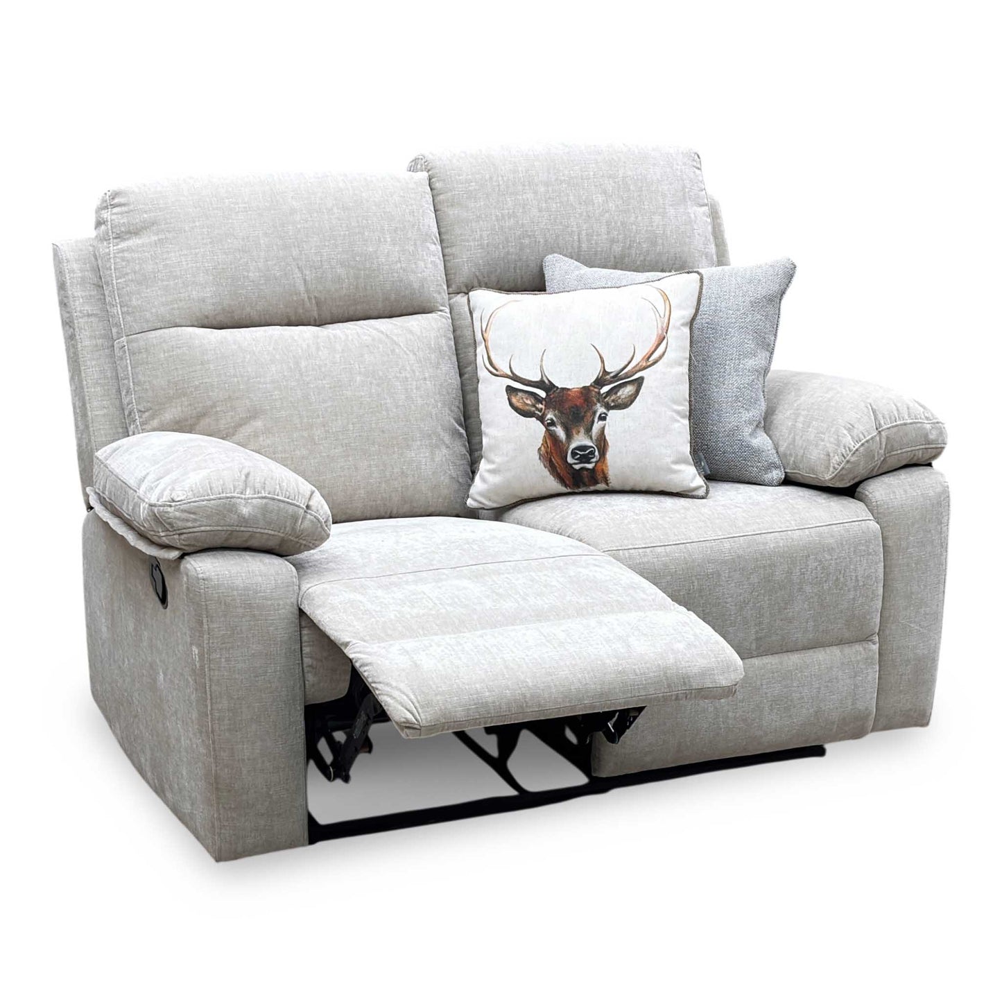 'Fenway' Beige Woven Fabric Manual Recliner 2 Seater Sofa