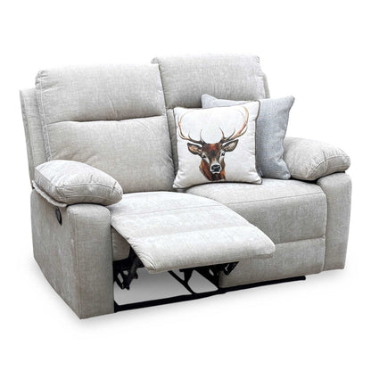 'Fenway' Beige Woven Fabric Manual Recliner 2 Seater Sofa