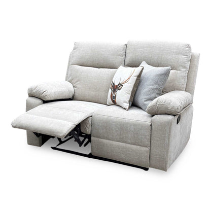 'Fenway' Beige Woven Fabric Manual Recliner 2 Seater Sofa