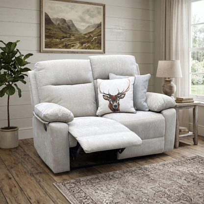 'Fenway' Beige Woven Fabric Manual Recliner 2 Seater Sofa