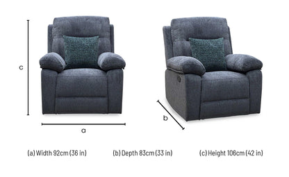'Fenway' Charcoal Grey Woven Fabric Manual Recliner Armchair
