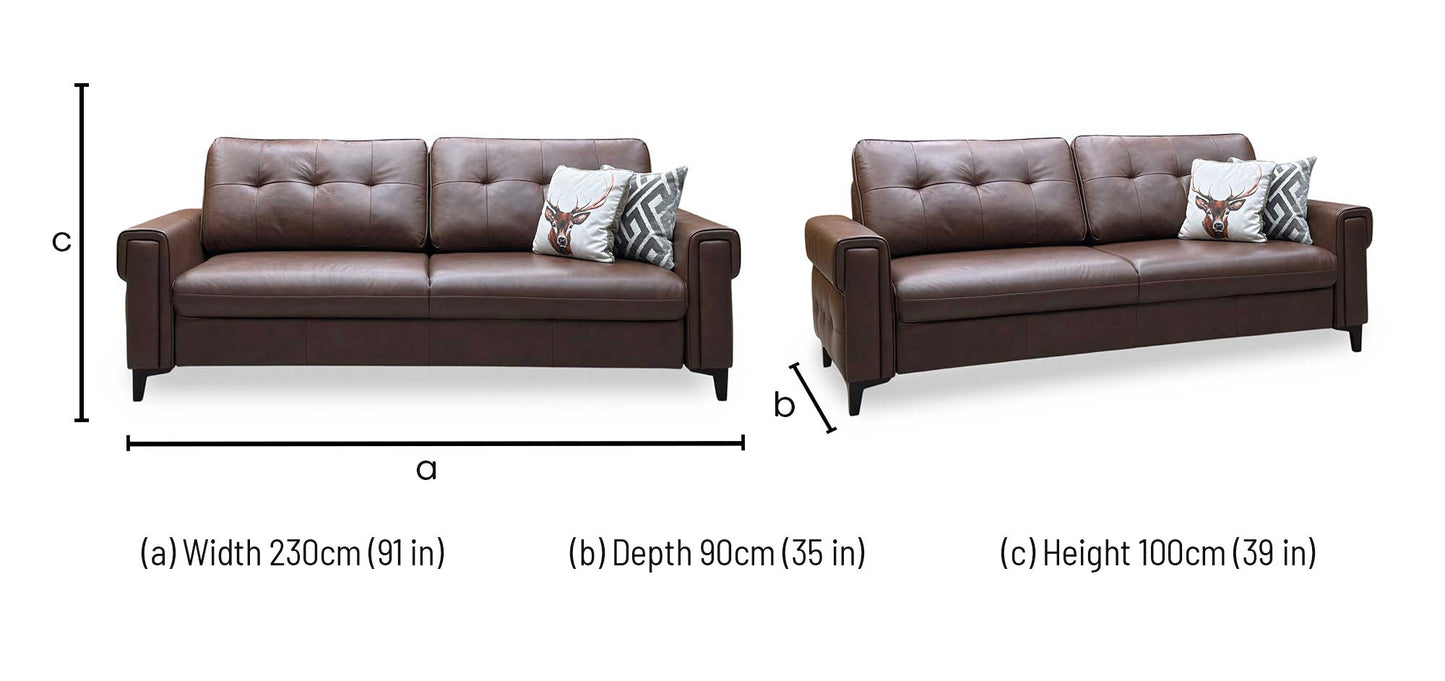 ‘Zoom’ Roast Lx-6414 Leather 3 Seater Sofa Bed