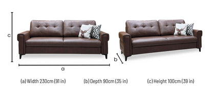 ‘Zoom’ Roast Lx-6414 Leather 3 Seater Sofa Bed
