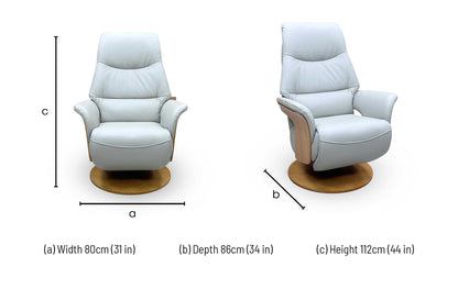 ‘Olaf’ Taupe Leather Power Swivel Recliner Chair