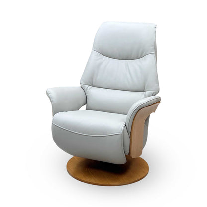 ‘Olaf’ Taupe Leather Power Swivel Recliner Chair