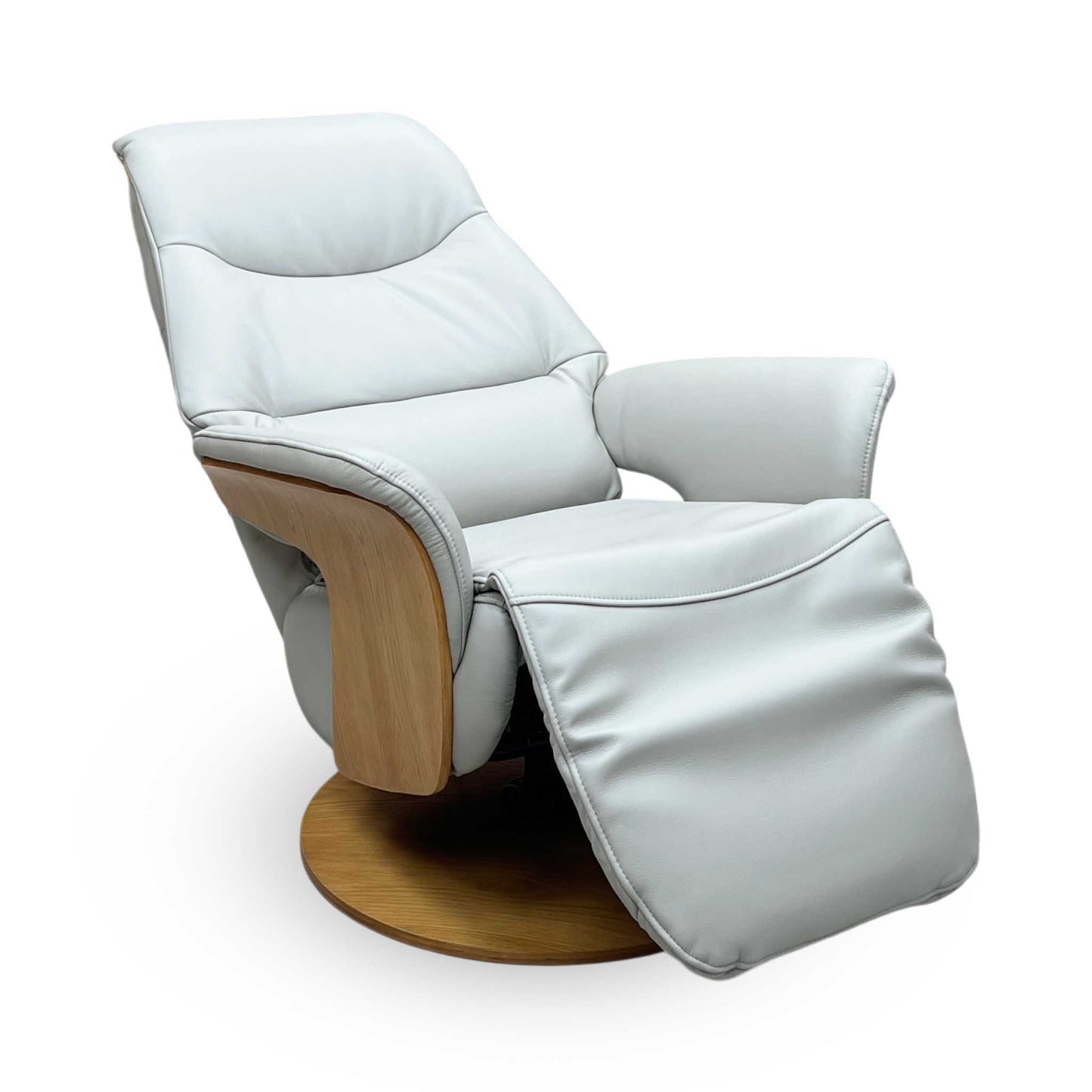 ‘Olaf’ Taupe Leather Power Swivel Recliner Chair
