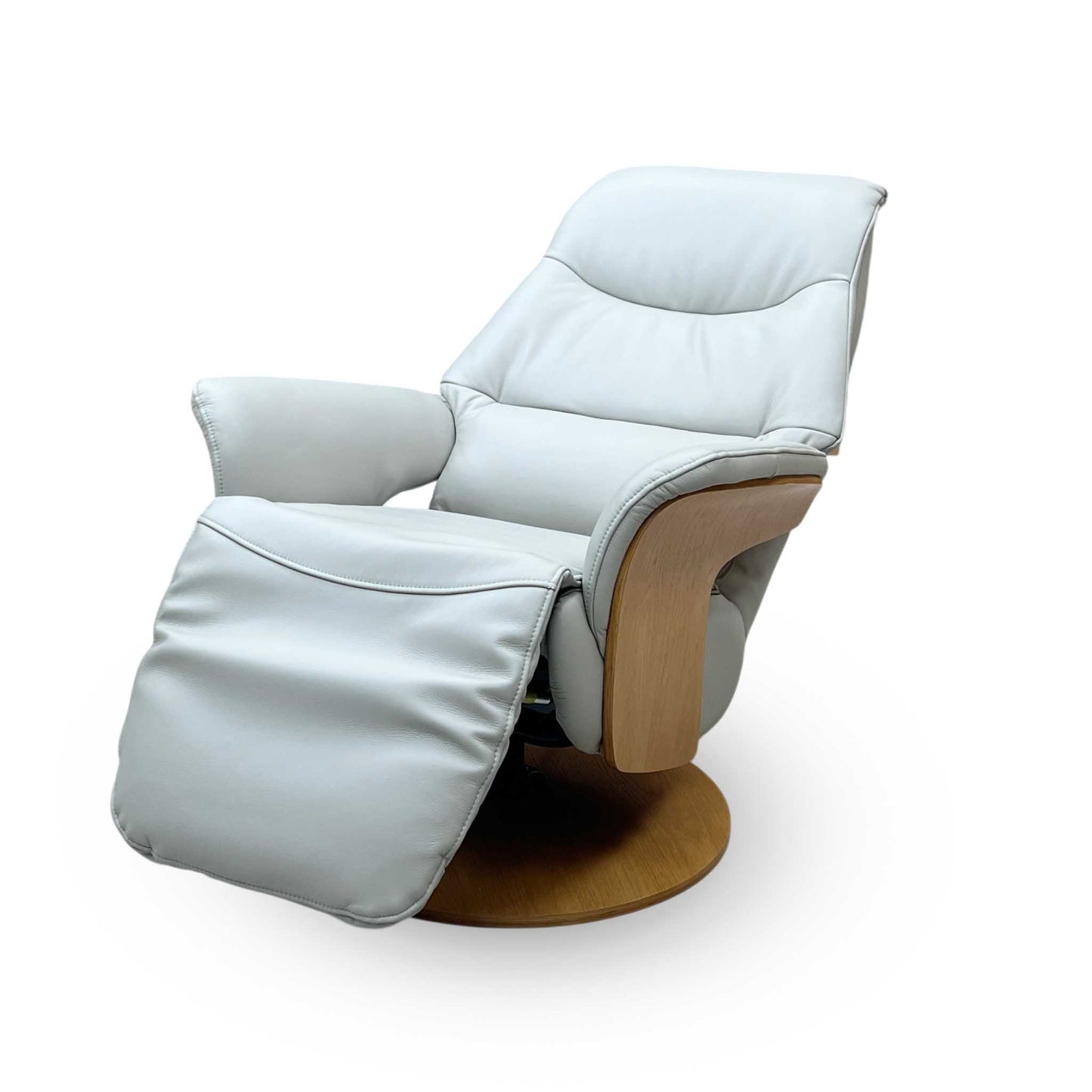 ‘Olaf’ Taupe Leather Power Swivel Recliner Chair