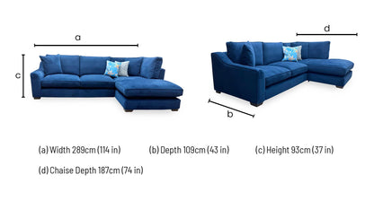 The Lounge Co. 'Isobel' Mid009 Midnight Indigo Ch Ft Velvet Right Hand Facing Corner Sofa with Chaise End