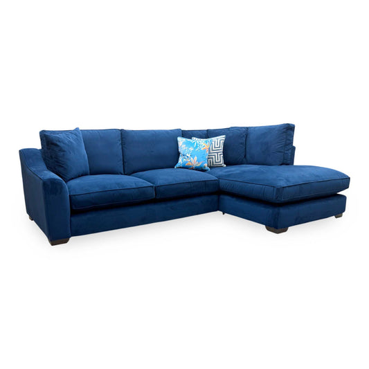 The Lounge Co. 'Isobel' Mid009 Midnight Indigo Ch Ft Velvet Right Hand Facing Corner Sofa with Chaise End