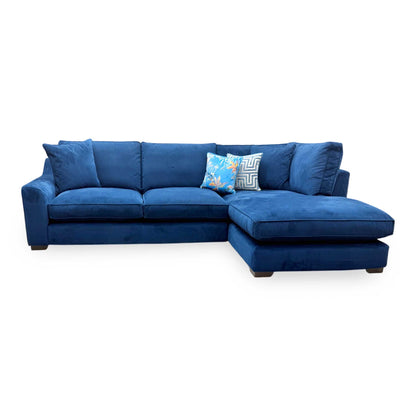 The Lounge Co. 'Isobel' Mid009 Midnight Indigo Ch Ft Velvet Right Hand Facing Corner Sofa with Chaise End