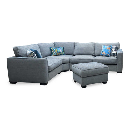 ‘Elora’ Kento 229 Deep Sea Dbf Blue Fabric Left Hand Facing Corner Sofa + Small Storage Footstool
