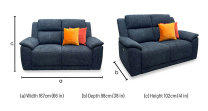 ‘Utah' Black Fabric 2 Seater Power Recliner Sofa