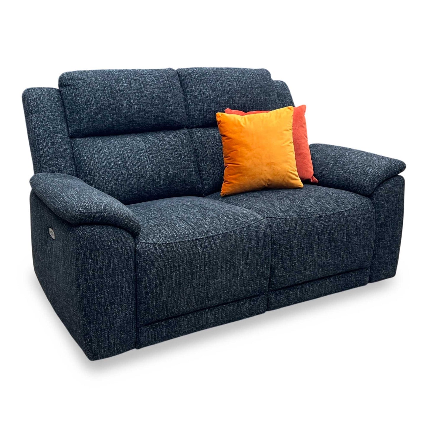‘Utah' Black Fabric 2 Seater Power Recliner Sofa