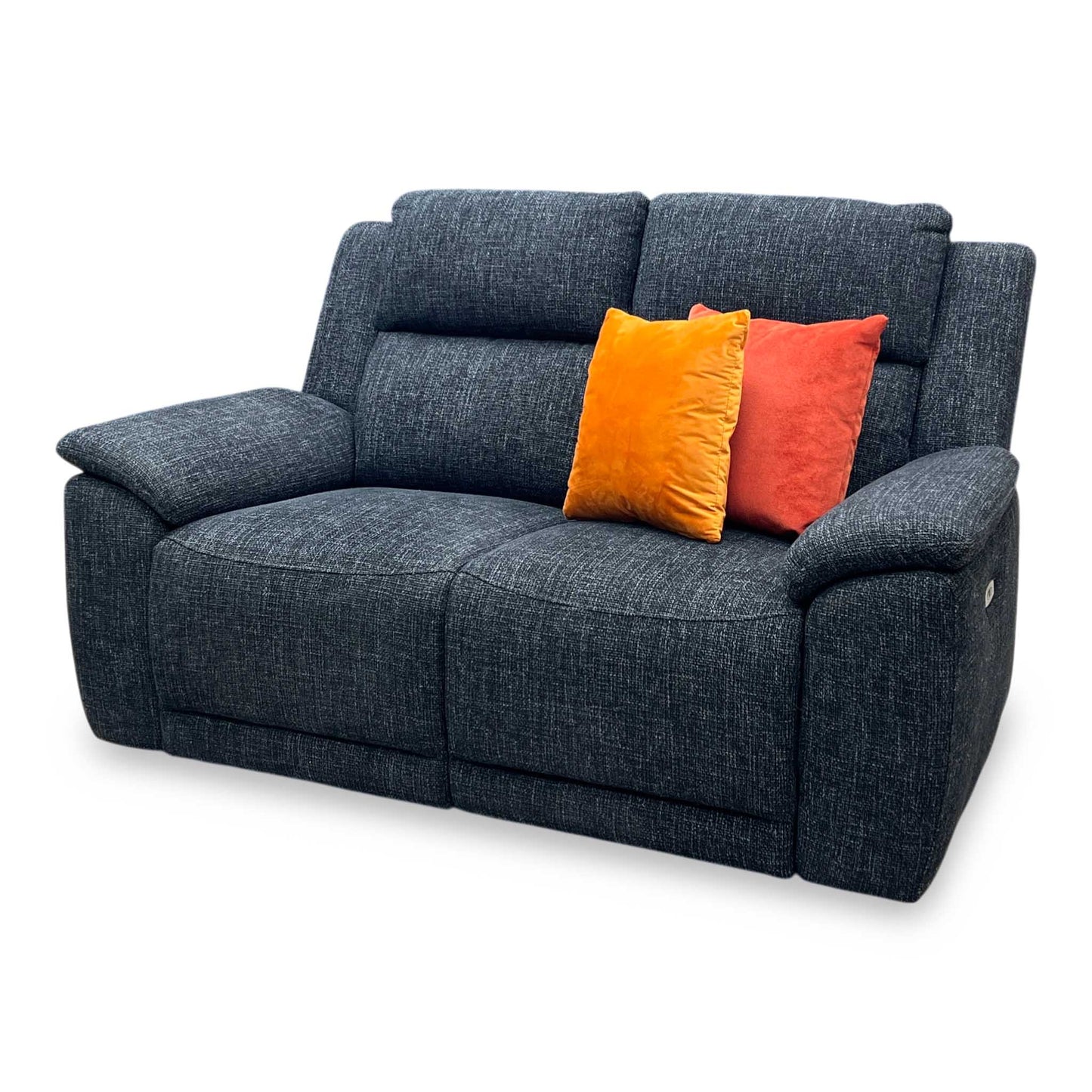 ‘Utah' Black Fabric 2 Seater Power Recliner Sofa
