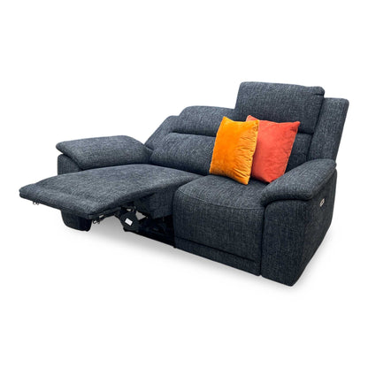 ‘Utah' Black Fabric 2 Seater Power Recliner Sofa