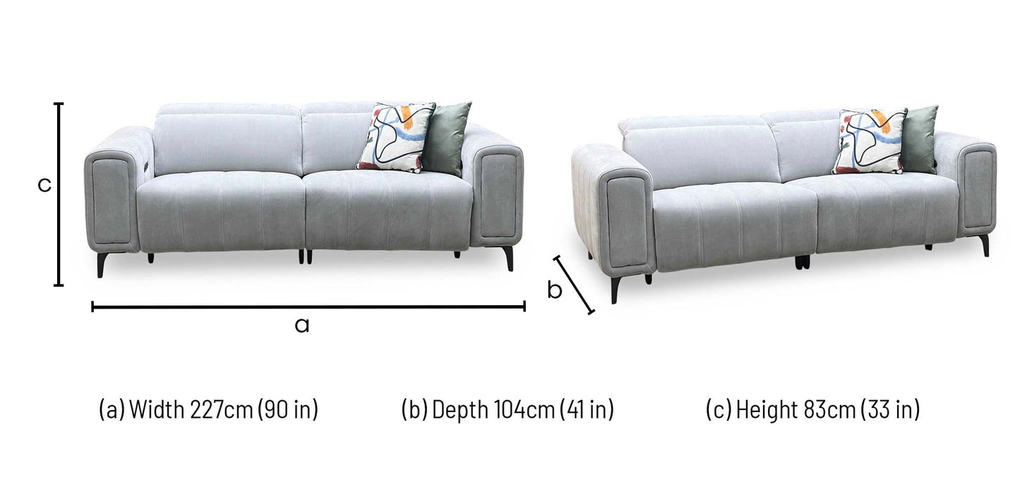 ‘Elphaba’ Manhattan Stone 58004 Fabric 3 Seater Power Recliner Sofa with Storage Arms