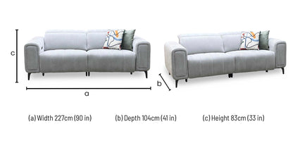 ‘Elphaba’ Manhattan Stone 58004 Fabric 3 Seater Power Recliner Sofa with Storage Arms