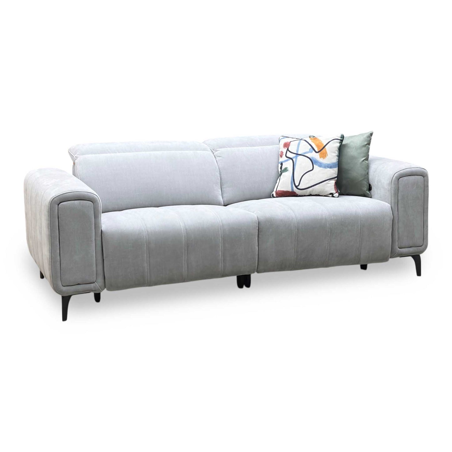 ‘Elphaba’ Manhattan Stone 58004 Fabric 3 Seater Power Recliner Sofa with Storage Arms