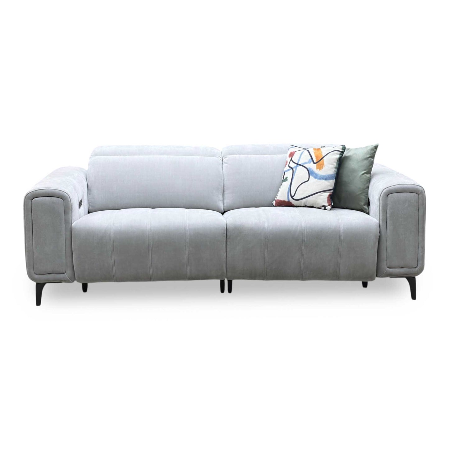 ‘Elphaba’ Manhattan Stone 58004 Fabric 3 Seater Power Recliner Sofa with Storage Arms