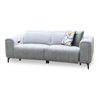 ‘Elphaba’ Manhattan Stone 58004 Fabric 3 Seater Power Recliner Sofa with Storage Arms