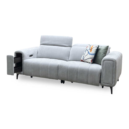 ‘Elphaba’ Manhattan Stone 58004 Fabric 3 Seater Power Recliner Sofa with Storage Arms