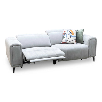 ‘Elphaba’ Manhattan Stone 58004 Fabric 3 Seater Power Recliner Sofa with Storage Arms