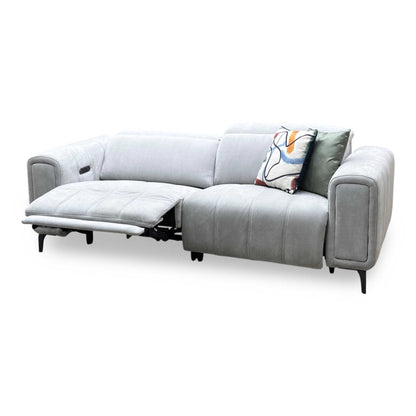 ‘Elphaba’ Manhattan Stone 58004 Fabric 3 Seater Power Recliner Sofa with Storage Arms