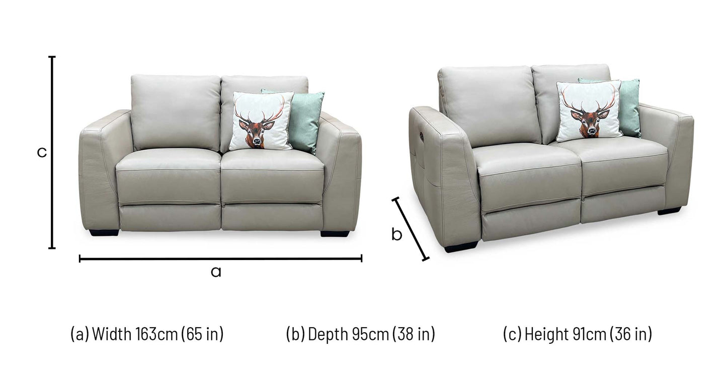 ‘Dinky’ Oyster Cat-40_08 Leather 2 Seater Power Recliner Sofa