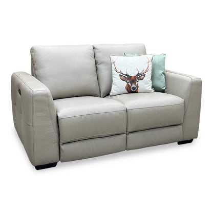 ‘Dinky’ Oyster Cat-40_08 Leather 2 Seater Power Recliner Sofa