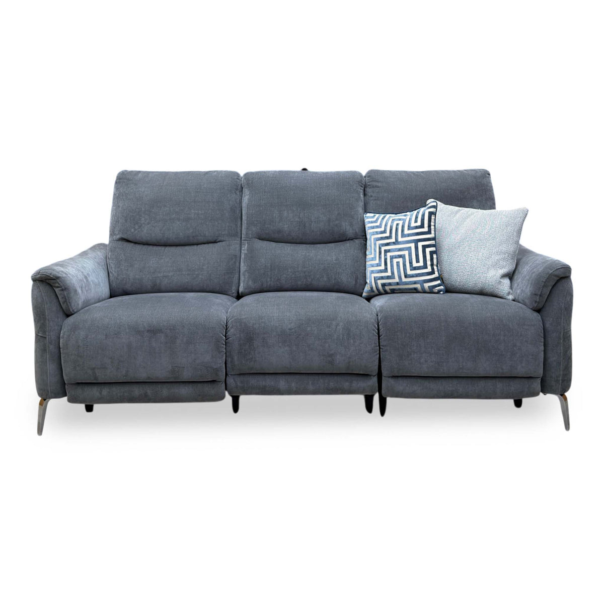 ‘Daytona’ Manhattan Charcoal Grey 58003 Fabric 3 Seater Power Recliner Sofa with Drop Down Cup Holder