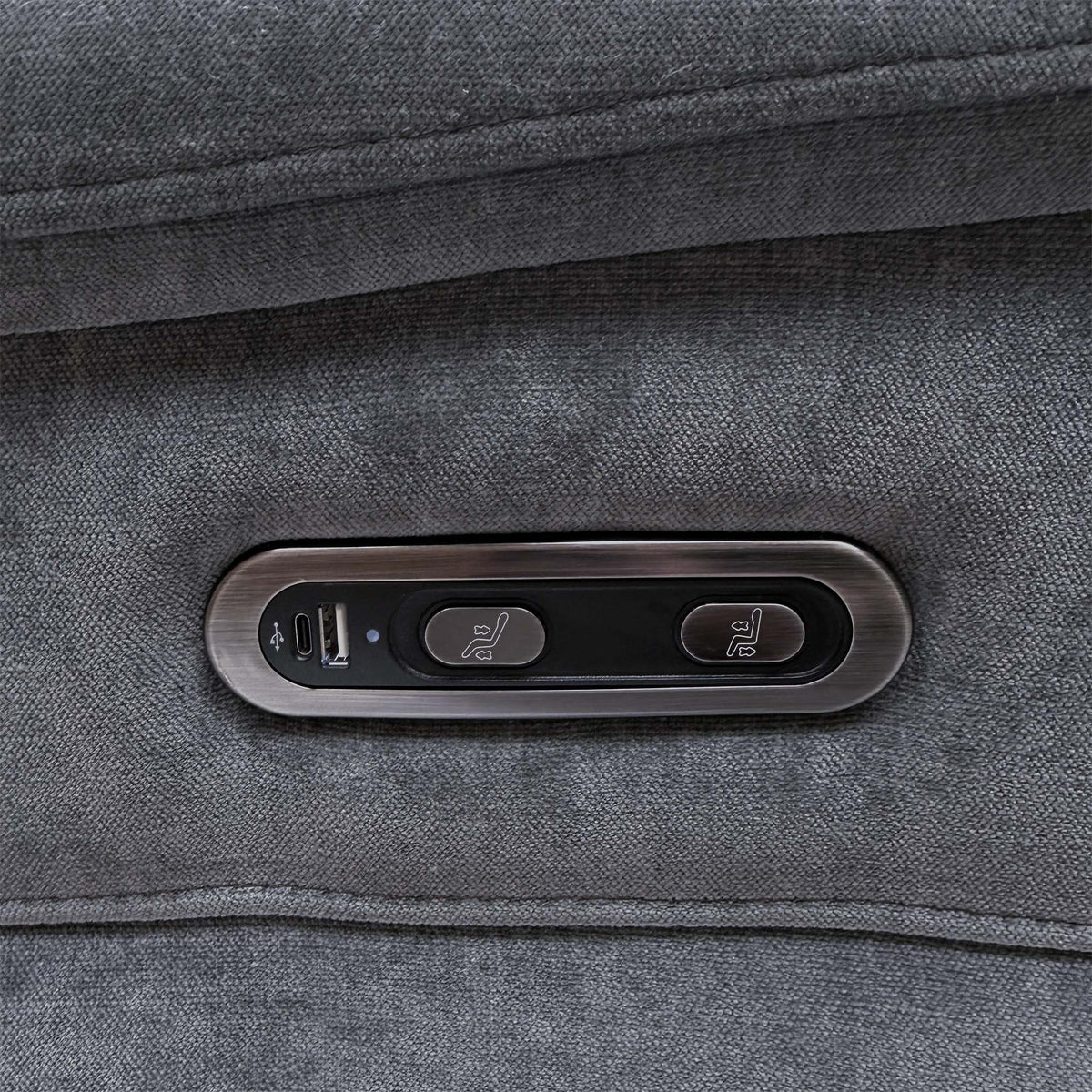 ‘Daytona’ Manhattan Charcoal Grey 58003 Fabric 3 Seater Power Recliner Sofa with Drop Down Cup Holder