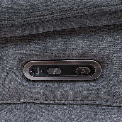 ‘Daytona’ Manhattan Charcoal Grey 58003 Fabric 3 Seater Power Recliner Sofa with Drop Down Cup Holder