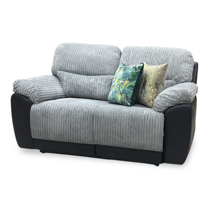 ‘Sienna’ Grey Jumbo Cord High Back 2 Seater Recliner Sofa