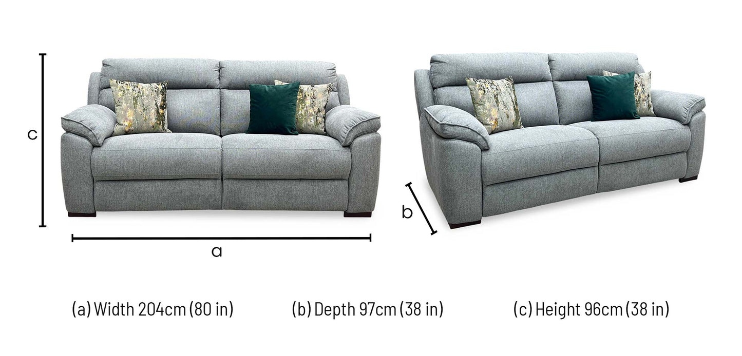 ‘Sander’ Grey Fabric 3 Seater Fabric Sofa