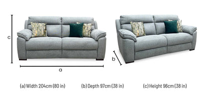 ‘Sander’ Grey Fabric 3 Seater Fabric Sofa