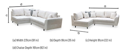 ‘Rune’ Grey Cord Left Hand Corner Chaise