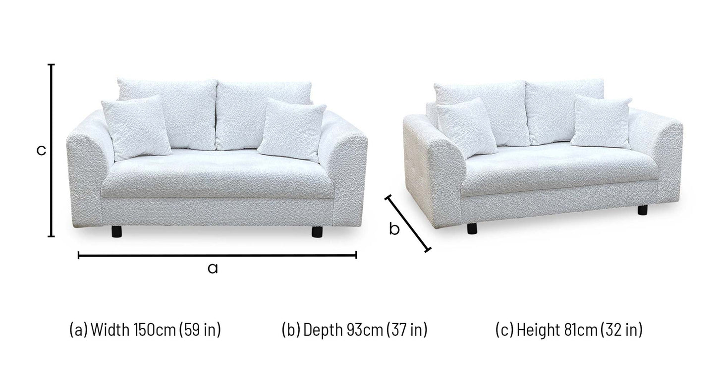 ‘Rune’ Natural Boucle Fabric 2 Seater Sofa