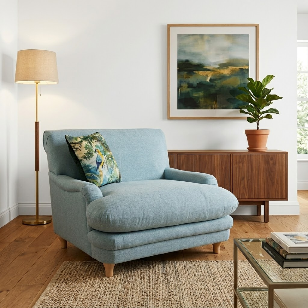 'Plumpton' Duck Egg Blue Fabric Armchair