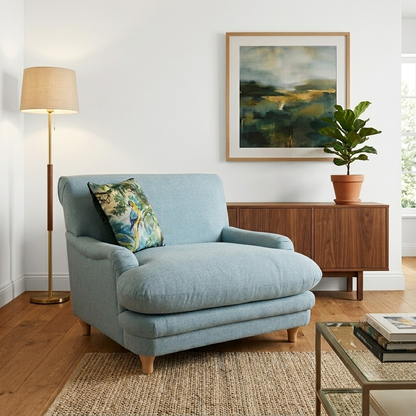 'Plumpton' Duck Egg Blue Fabric Armchair