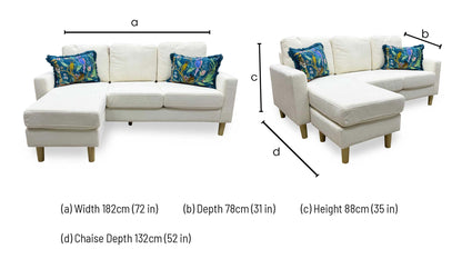 'Pad' Natural Fabric Compact Left Hand Facing Corner Sofa
