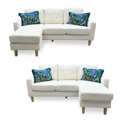 'Pad' Natural Fabric Compact Left Hand Facing Corner Sofa