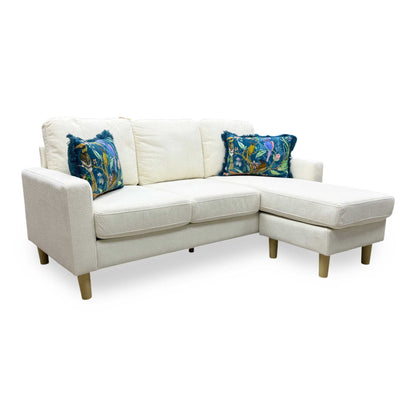 'Pad' Natural Fabric Compact Left Hand Facing Corner Sofa