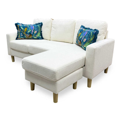 'Pad' Natural Fabric Compact Left Hand Facing Corner Sofa