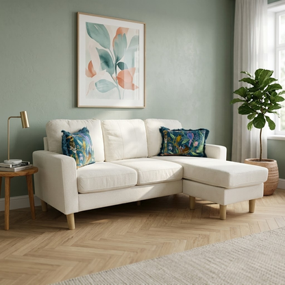'Pad' Natural Fabric Compact Left Hand Facing Corner Sofa