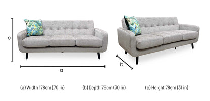 'Oslo' Natural Fabric 3 Seater Sofa