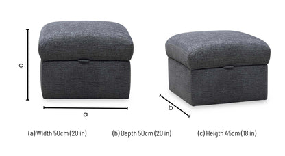 ‘New Bailey’ Charcoal Fabric Storage Footstool