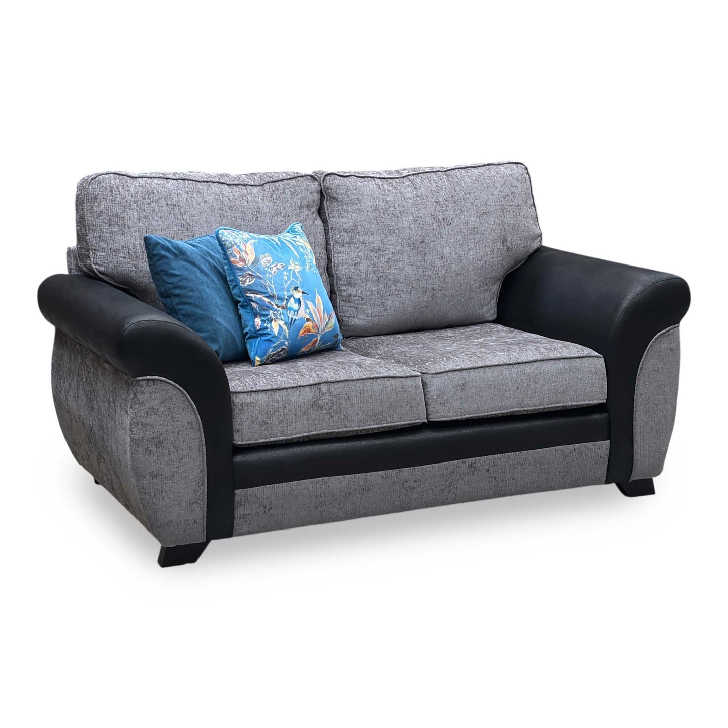 ‘Narva’ Standard Grey Fabric Faux Leather 2 Seater Sofa