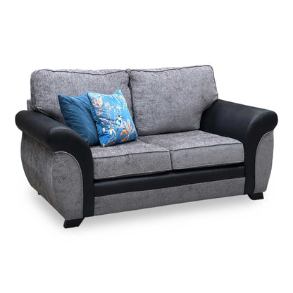 ‘Narva’ Standard Grey Fabric Faux Leather 2 Seater Sofa