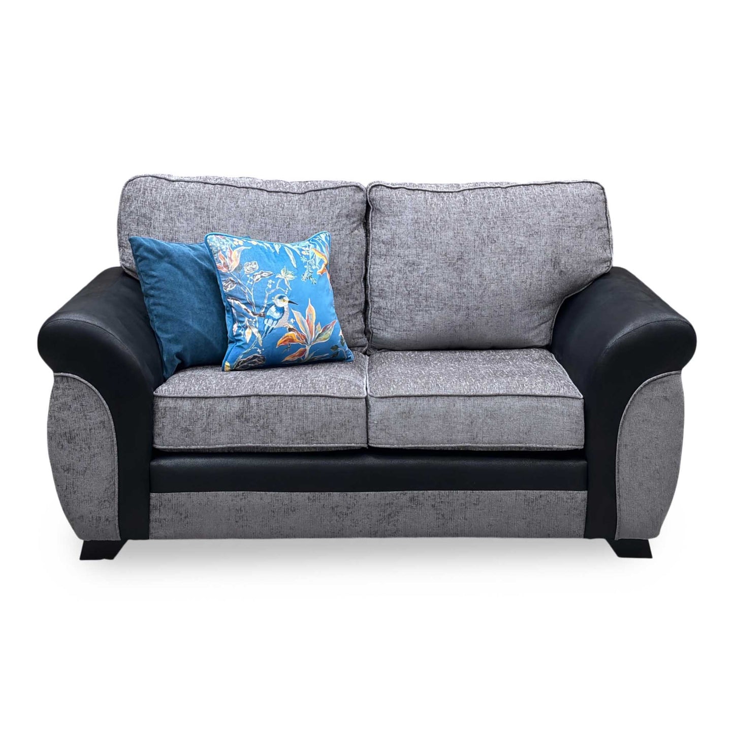 ‘Narva’ Standard Grey Fabric Faux Leather 2 Seater Sofa
